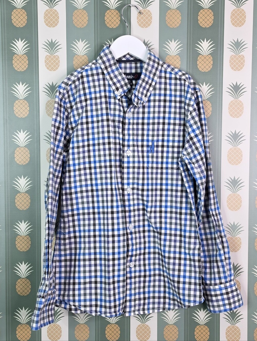 Johnnie-O Blue and White Check Button-Down Shirt